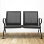AERO 2-Two Seater Metal Black Powder Coated Waiting Chair With Handle