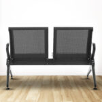AERO 2-Two Seater Metal Black Powder Coated Waiting Chair With Handle