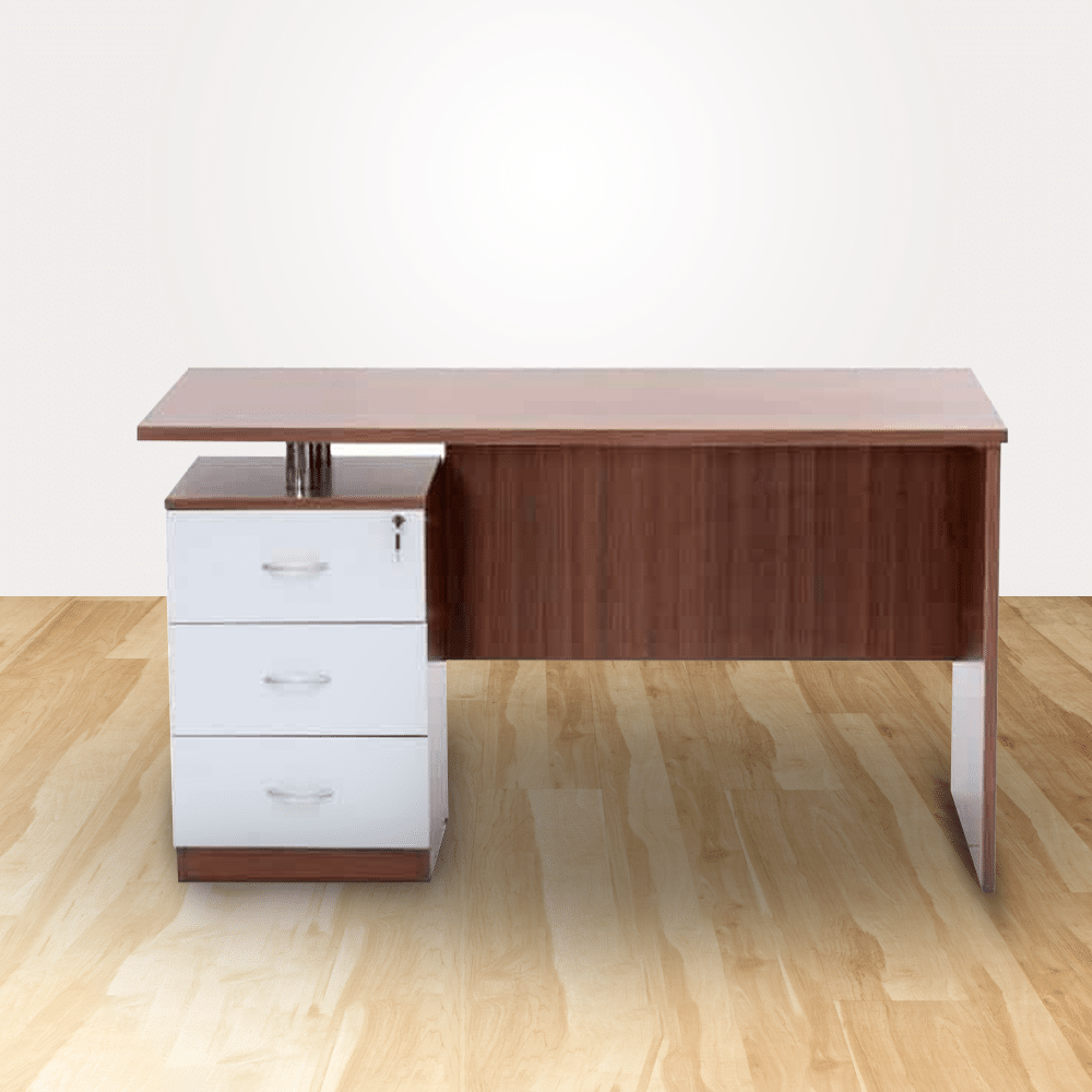 SERIES A – Manager Office Table – 5 Ft(L) X 2 Ft 6in(W) With 3 Drawer Pedestal-Dark Brown