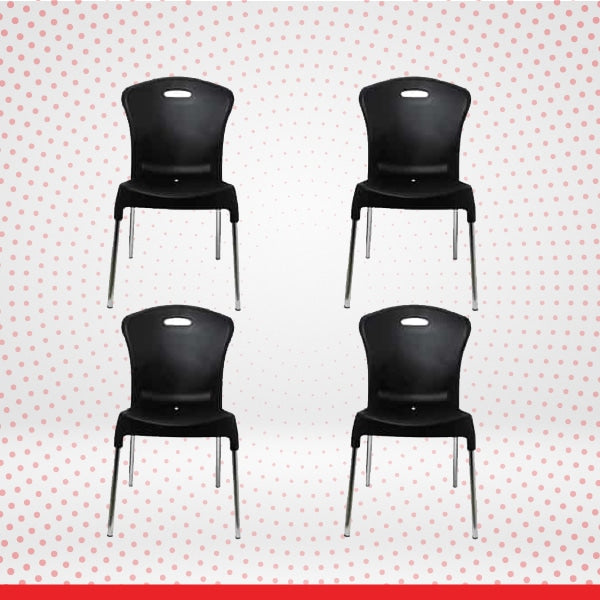 ECHO Chair in Black - Set of 4 Chairs-Transteel