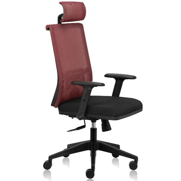 Leaf Mesh High Back Chair with Adjustable Arms and Multiple Position Lock - Maroon