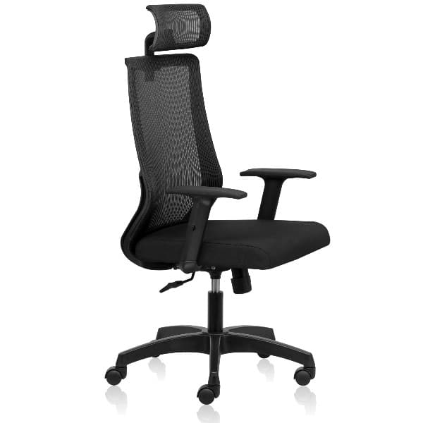 Kinetic Mesh High Back Chair with Tilt Mechanism and Adjustable Arms - Black